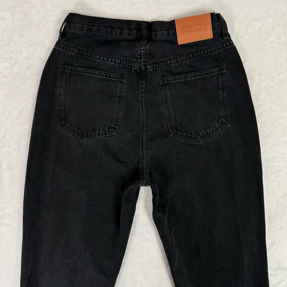 Princess Polly Asymmetric Crossover Waist Straight Leg Jeans Size 6 Black Loose - Picture 9 of 16